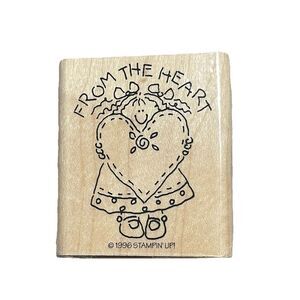 Stampin Up 1996 From The Heart Rubber Stamp Primitive Country Americana Wood